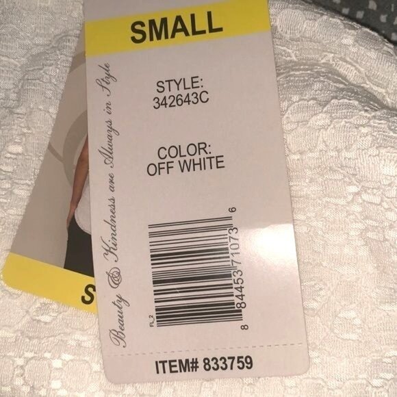 Leo & Nicole Womens Off-White Lace Short Sleeve Top Size Small - Picture 6 of 11